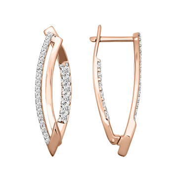 Earrings in red gold with cubic zirconia 