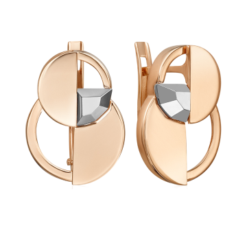 Earrings in red and white gold of 585 assay value 