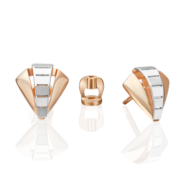 Earrings in red gold of 585 assay value 