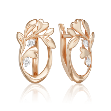 Earrings in red gold with cubic zirconia 
