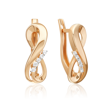Earrings in red gold with cubic zirconia 
