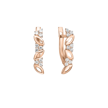 Earrings in red gold with cubic zirconia 