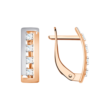 Earrings in red gold with cubic zirconia 