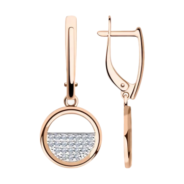 Earrings in red gold with cubic zirconia 