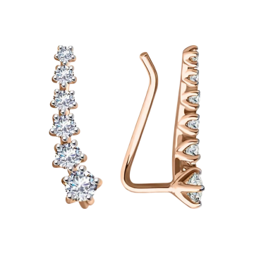 Earrings in red gold with cubic zirconia 
