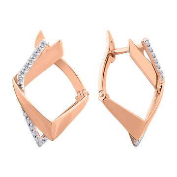Earrings in red gold with cubic zirconia 