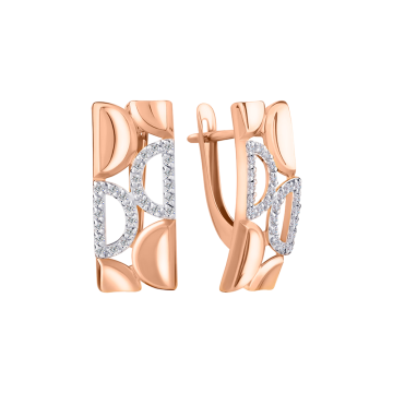 Earrings in red gold with cubic zirconia 