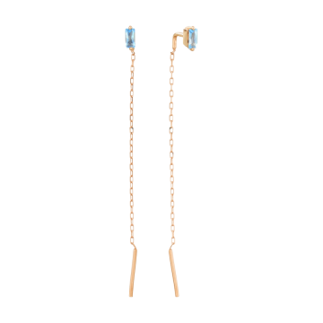 Earrings in red gold of 585 assay value with blue topaz 