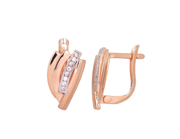 Серьги из красного золота 585 пробы с фианитами 