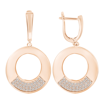 Earrings in red gold with cubic zirconia 