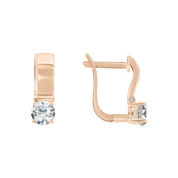 Earrings in red gold with cubic zirconia 