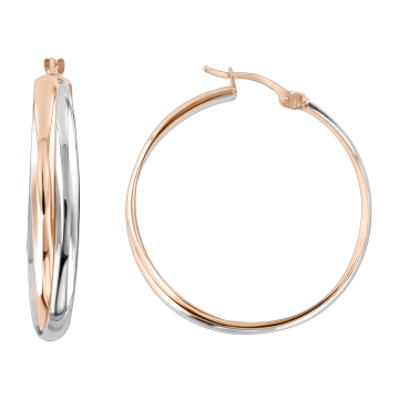 Earrings in red and white gold of 585 assay value 