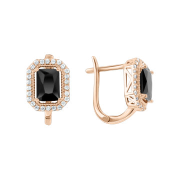 Earrings in red gold with cubic zirconia 