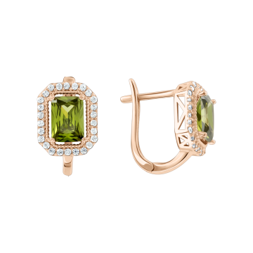 Earrings in red gold with cubic zirconia 