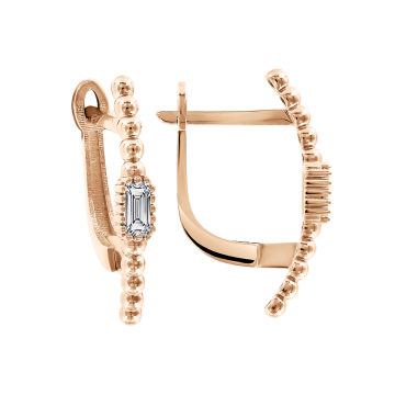 Earrings in red gold with cubic zirconia 