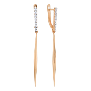 Earrings in red gold with cubic zirconia 