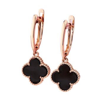 Earrings in red gold of 585 assay value with black onyx 