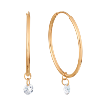 Earrings in red gold with cubic zirconia 