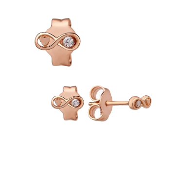 Earrings in Red gold 585 - Zirconia 