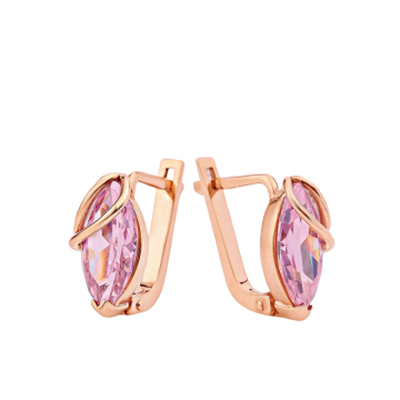 Earrings in red gold with cubic zirconia 