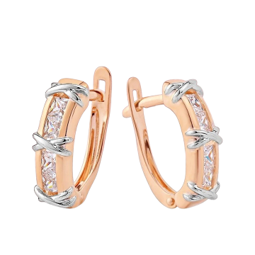 Earrings in red gold with cubic zirconia 