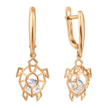Earrings in red gold with cubic zirconia 