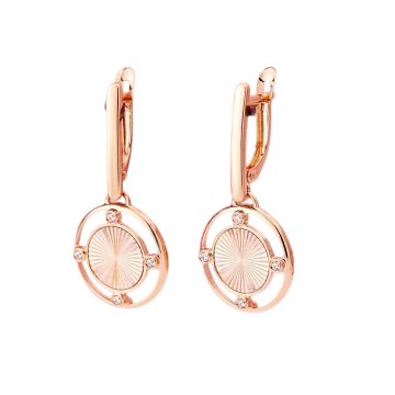 Earrings in red gold with cubic zirconia 