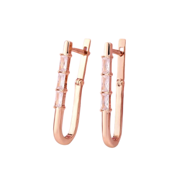Earrings in red gold with cubic zirconia 