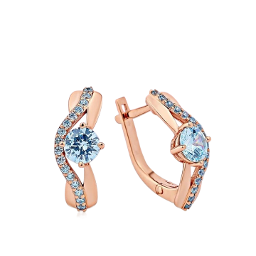 Earrings in red gold with cubic zirconia 