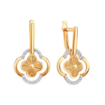 Earrings in red gold with cubic zirconia 