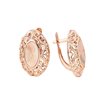 Earrings in red gold of 585 assay value 