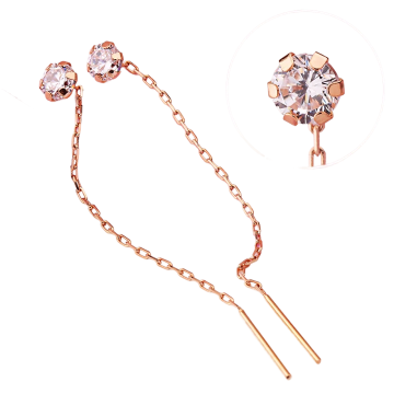 Earrings in red gold with cubic zirconia 