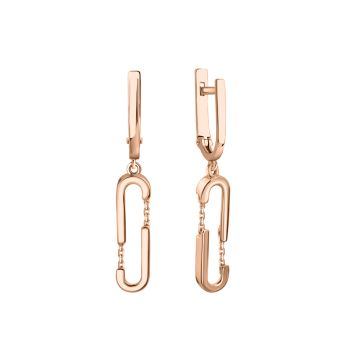 Earrings in red gold of 585 assay value 