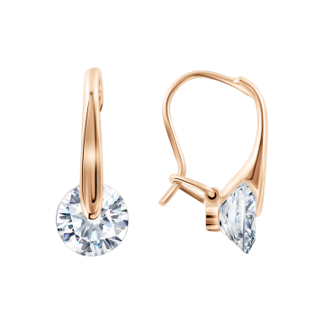 Earrings in red gold with cubic zirconia 