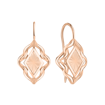 Earrings in red gold of 585 assay value 