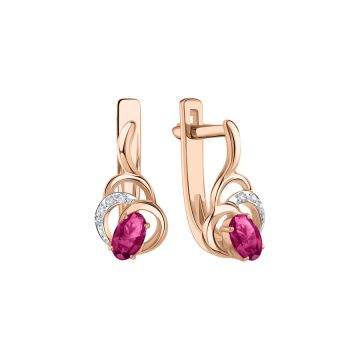 Ohrringe aus Rotgold 585° mit Brillanten und Rubin 