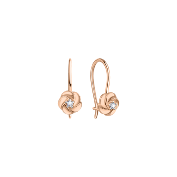 Infant earrings in red gold of 585 assay value (14ct) with zirconia 