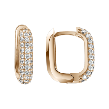Earrings in red gold with cubic zirconia 