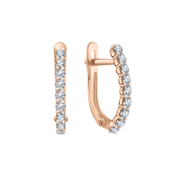 Earrings in red gold with cubic zirconia 