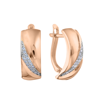 Earrings in red gold with cubic zirconia 