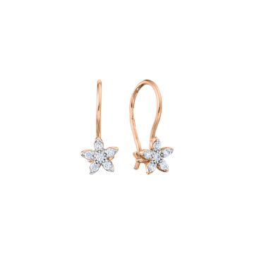 Infant earrings in red gold of 585 assay value (14ct) with zirconia 