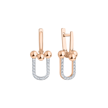 Earrings in red gold with cubic zirconia 