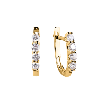 Earrings in red gold of 585 assay value with Swarovski crystals, zirconia 
