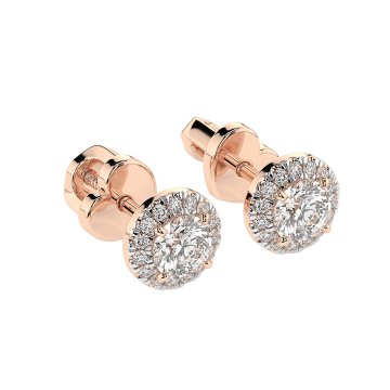 Earrings in red gold of 585 assay value with diamonds 