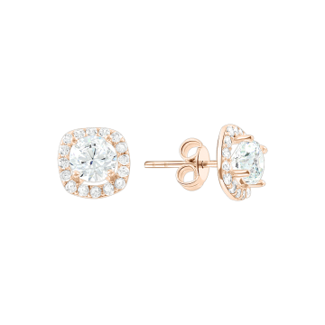 Earrings in red gold with cubic zirconia 