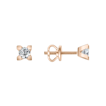 Earrings in red gold with cubic zirconia 