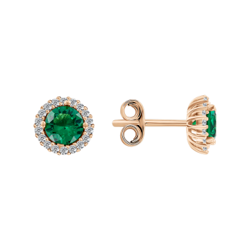 Earrings in Red gold 585 - Zirconia 