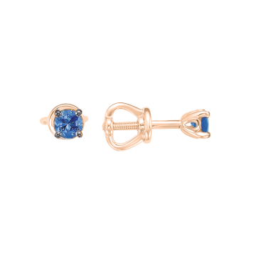 Earrings in red gold of 585 assay value with diamonds and sapphire 