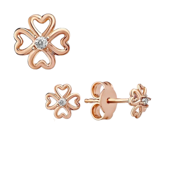 Earrings in Red gold 585 - Zirconia 