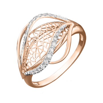 Damenring aus Rotgold 585° mit Zirkonia 